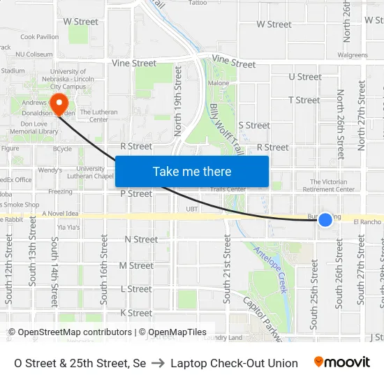 O Street & 25th Street, Se to Laptop Check-Out Union map