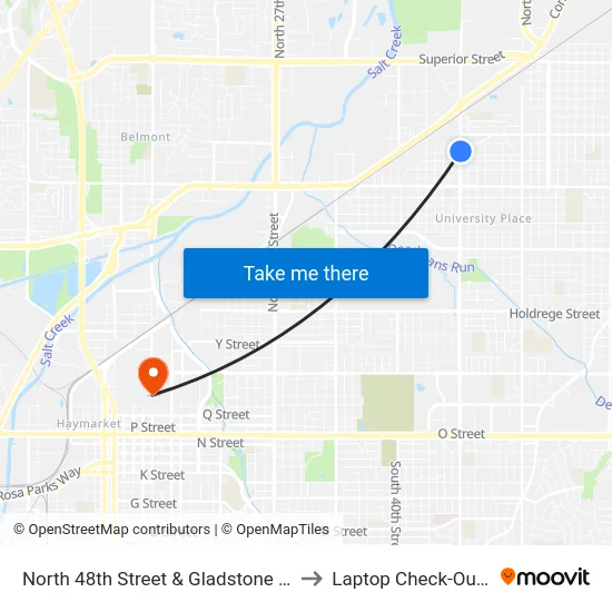 North 48th Street & Gladstone Street, NW to Laptop Check-Out Union map