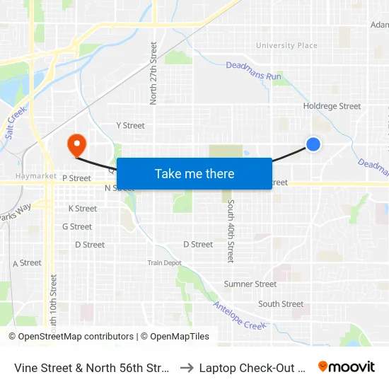Vine Street & North 56th Street, Se to Laptop Check-Out Union map