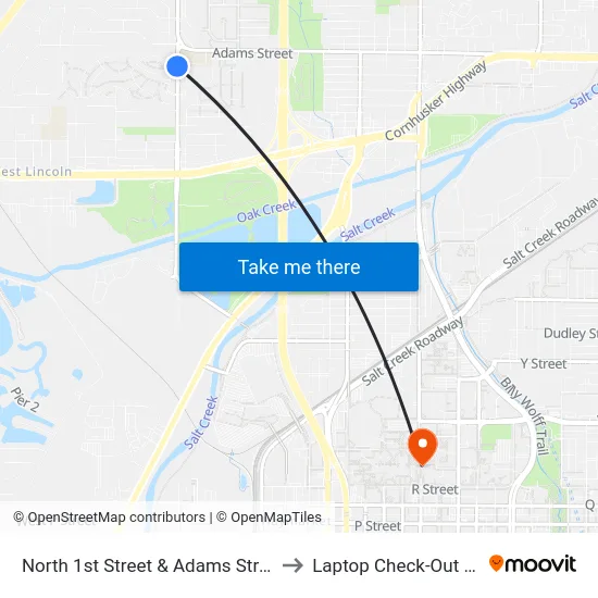 North 1st Street & Adams Street, SW to Laptop Check-Out Union map
