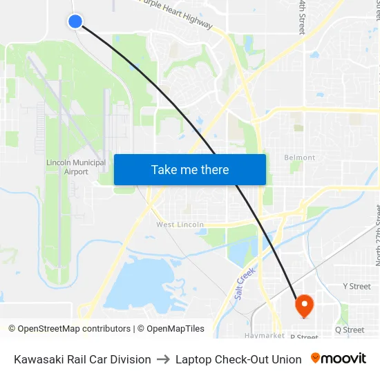 Kawasaki Rail Car Division to Laptop Check-Out Union map