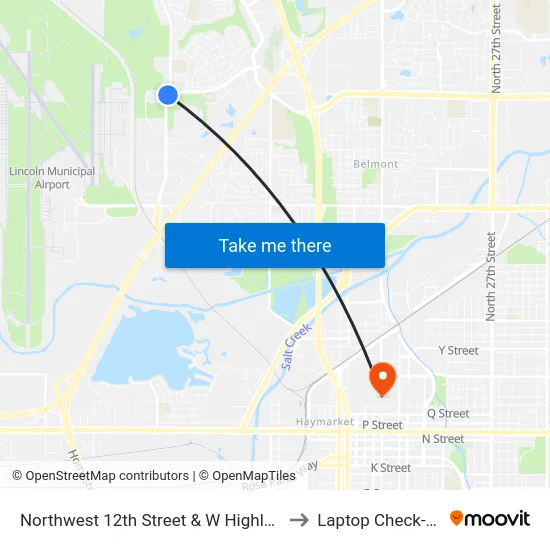 Northwest 12th Street & W Highland Boulevard, SW to Laptop Check-Out Union map