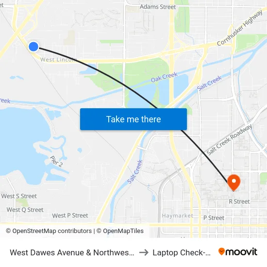 West Dawes Avenue & Northwest 10th Street, SW to Laptop Check-Out Union map