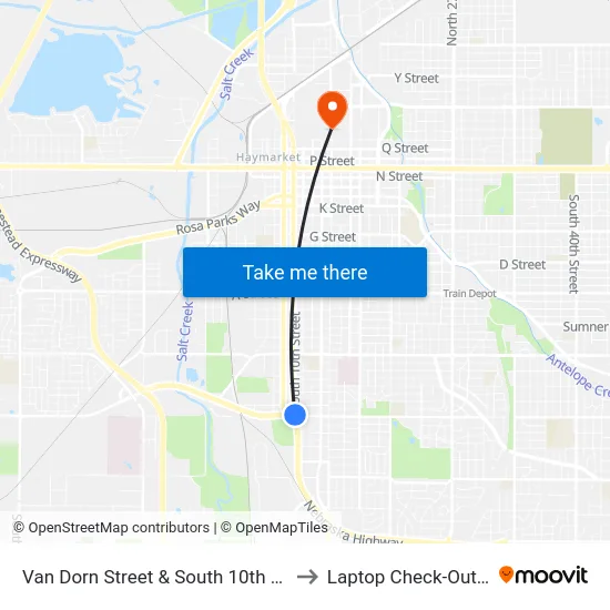 Van Dorn Street & South 10th Street, NE to Laptop Check-Out Union map