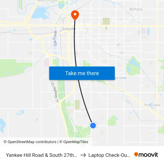Yankee Hill Road & South 27th Street, Se to Laptop Check-Out Union map