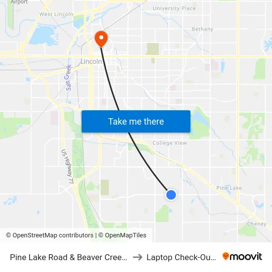 Pine Lake Road & Beaver Creek Lane, Se to Laptop Check-Out Union map