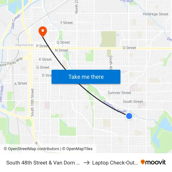 South 48th Street & Van Dorn Street, NE to Laptop Check-Out Union map