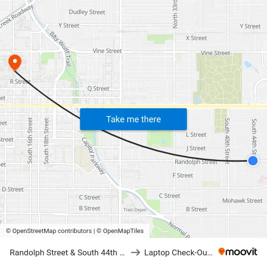 Randolph Street & South 44th Street, NW to Laptop Check-Out Union map