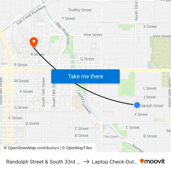 Randolph Street & South 33rd Street, NE to Laptop Check-Out Union map