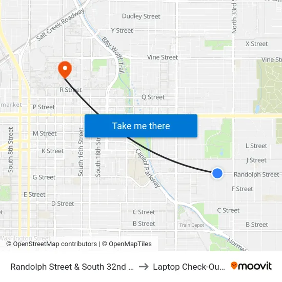 Randolph Street & South 32nd Street, NW to Laptop Check-Out Union map