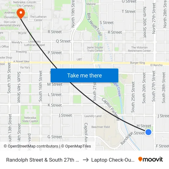 Randolph Street & South 27th Street, NW to Laptop Check-Out Union map