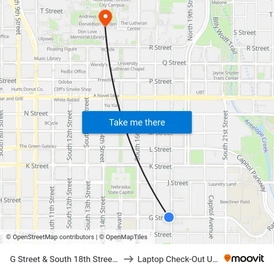 G Street & South 18th Street, SW to Laptop Check-Out Union map