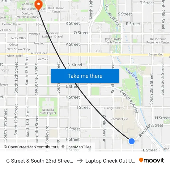 G Street & South 23rd Street, SW to Laptop Check-Out Union map