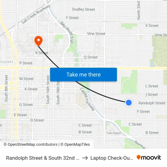 Randolph Street & South 32nd Street, SW to Laptop Check-Out Union map