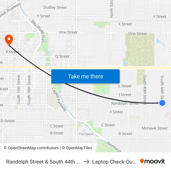 Randolph Street & South 44th Street, SW to Laptop Check-Out Union map