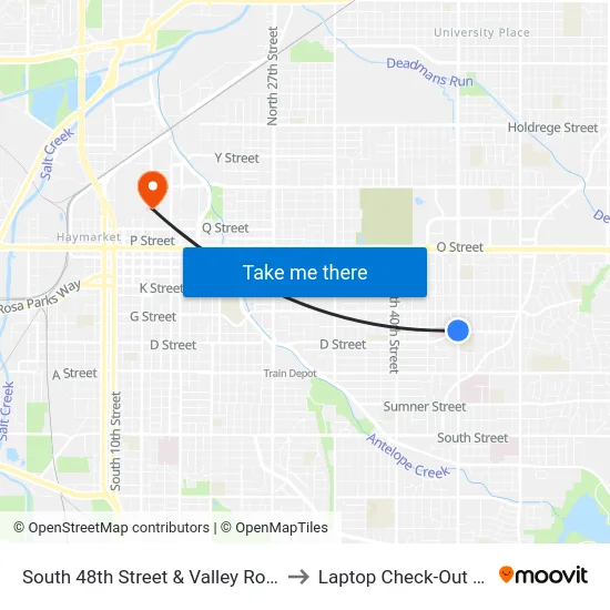 South 48th Street & Valley Road, NW to Laptop Check-Out Union map