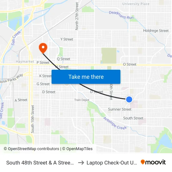 South 48th Street & A Street, NW to Laptop Check-Out Union map