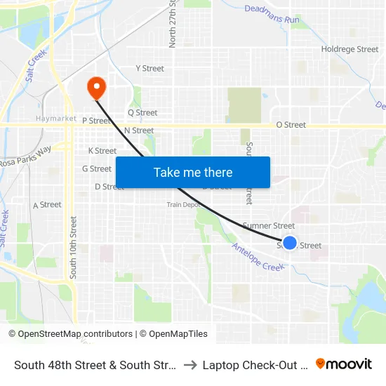 South 48th Street & South Street, NW to Laptop Check-Out Union map