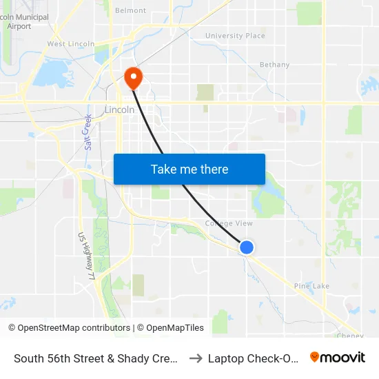 South 56th Street & Shady Creek Road, NW to Laptop Check-Out Union map