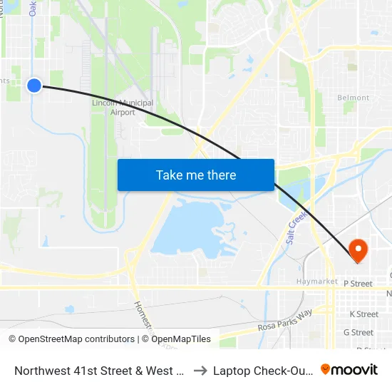 Northwest 41st Street & West Luke Street to Laptop Check-Out Union map