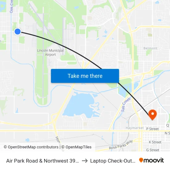 Air Park Road & Northwest 39th Street to Laptop Check-Out Union map