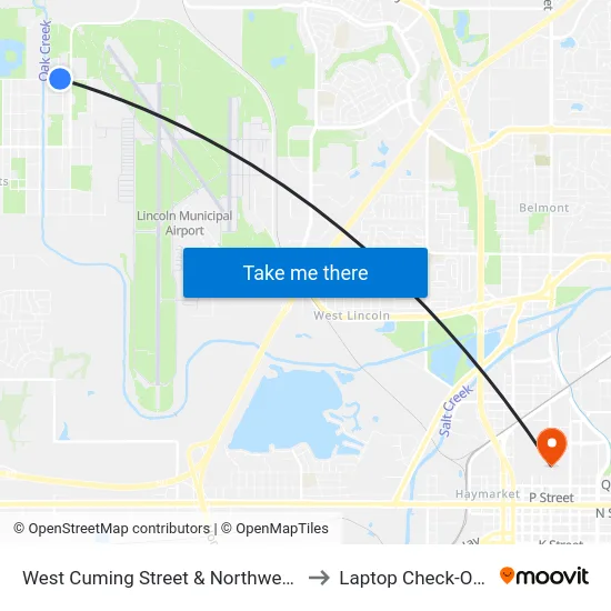 West Cuming Street & Northwest 40th Street to Laptop Check-Out Union map