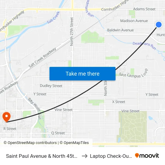 Saint Paul Avenue & North 45th Street, NE to Laptop Check-Out Union map