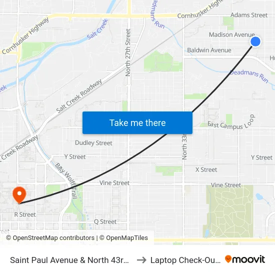 Saint Paul Avenue & North 43rd Street, SW to Laptop Check-Out Union map