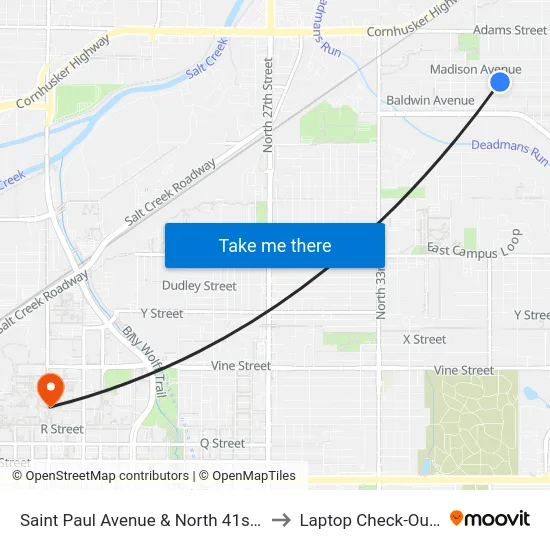 Saint Paul Avenue & North 41st Street, NE to Laptop Check-Out Union map