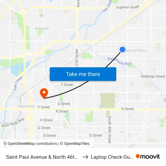 Saint Paul Avenue & North 46th Street, SW to Laptop Check-Out Union map
