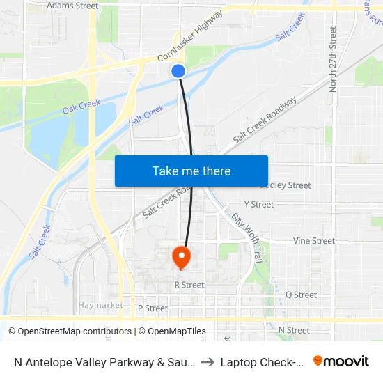 N Antelope Valley Parkway & Saunders Avenue, NE to Laptop Check-Out Union map