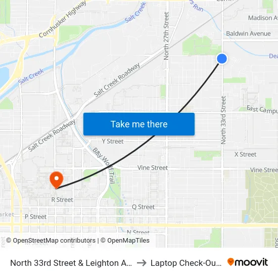 North 33rd Street & Leighton Avenue, SW to Laptop Check-Out Union map