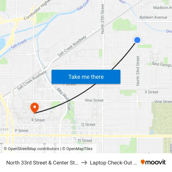 North 33rd Street & Center Street, Se to Laptop Check-Out Union map