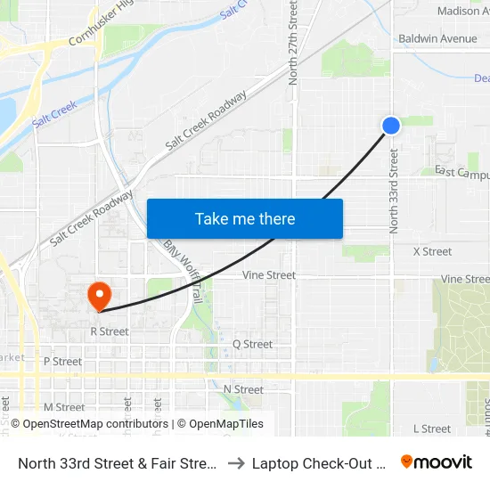 North 33rd Street & Fair Street, NW to Laptop Check-Out Union map