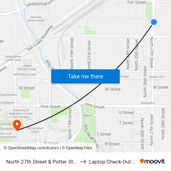 North 27th Street & Potter Street, Se to Laptop Check-Out Union map
