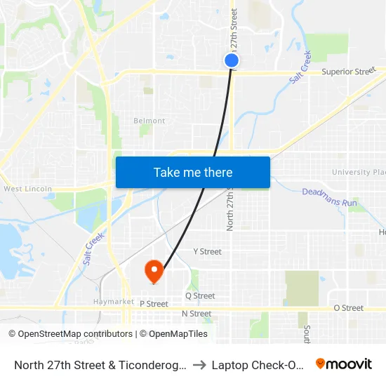 North 27th Street & Ticonderoga Drive, NW to Laptop Check-Out Union map