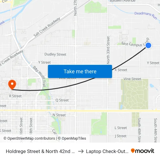 Holdrege Street & North 42nd Street, NE to Laptop Check-Out Union map