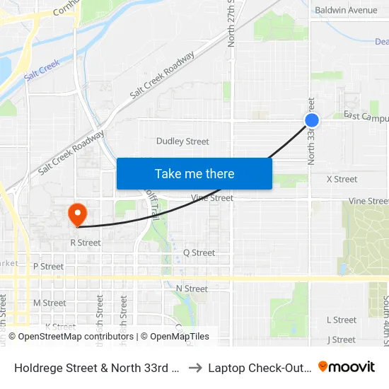 Holdrege Street & North 33rd Street, NE to Laptop Check-Out Union map