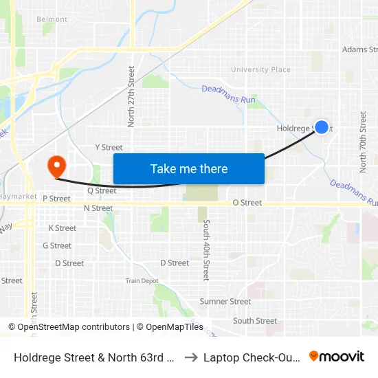 Holdrege Street & North 63rd Street, NW to Laptop Check-Out Union map