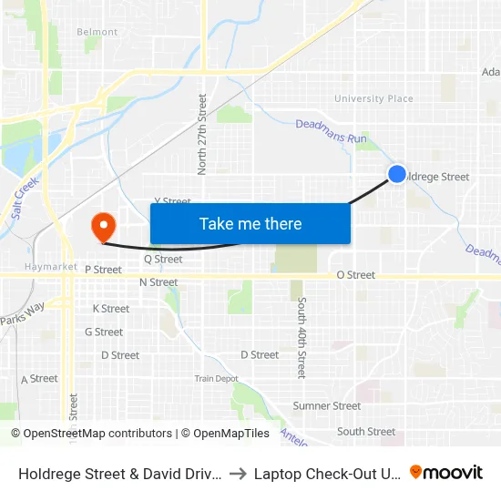 Holdrege Street & David Drive, NE to Laptop Check-Out Union map
