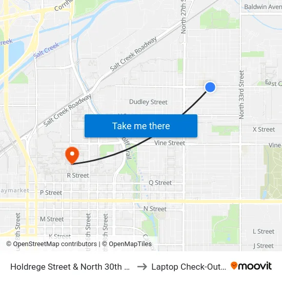 Holdrege Street & North 30th Street, SW to Laptop Check-Out Union map