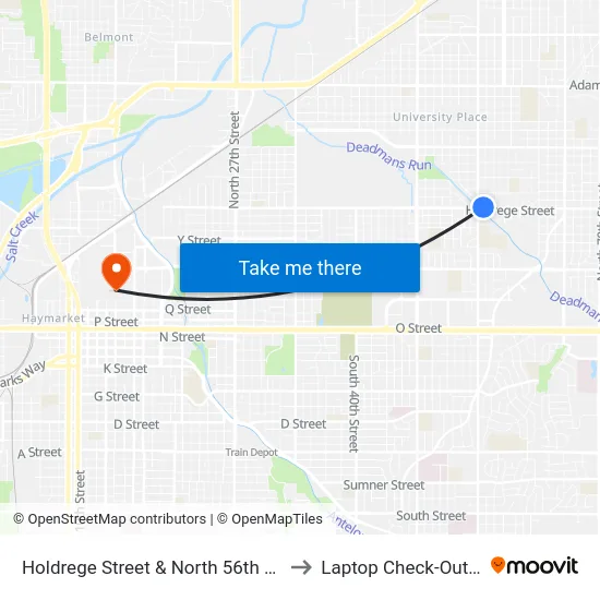 Holdrege Street & North 56th Street, NE to Laptop Check-Out Union map