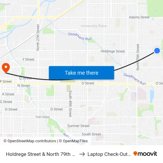 Holdrege Street & North 79th Street, SW to Laptop Check-Out Union map