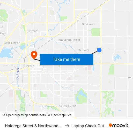 Holdrege Street & Northwoods Drive, Se to Laptop Check-Out Union map