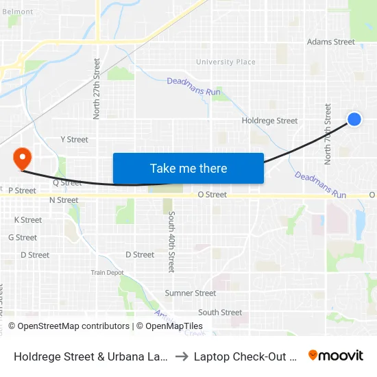 Holdrege Street & Urbana Lane, NE to Laptop Check-Out Union map