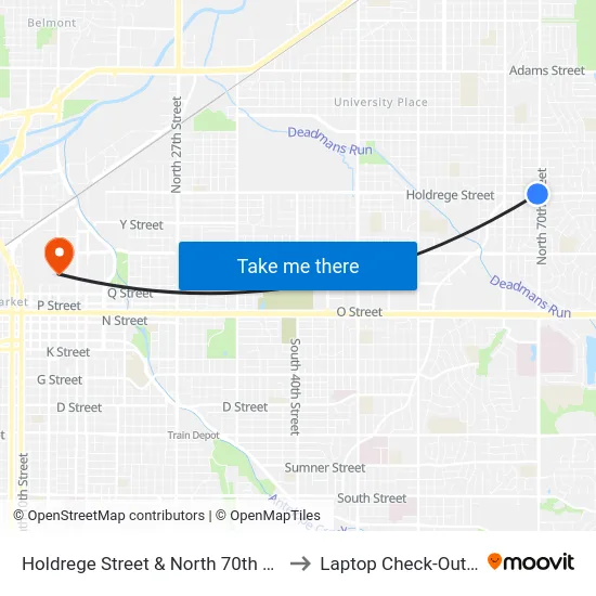 Holdrege Street & North 70th Street, SW to Laptop Check-Out Union map
