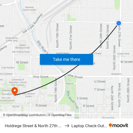 Holdrege Street & North 27th Street, SW to Laptop Check-Out Union map