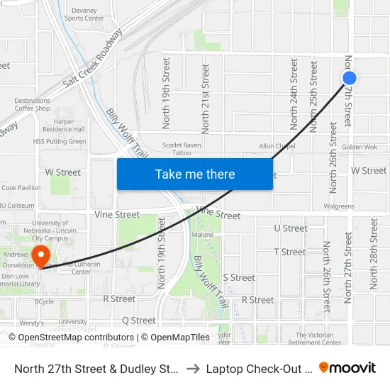 North 27th Street & Dudley Street, NW to Laptop Check-Out Union map