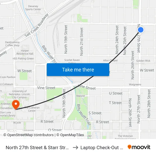 North 27th Street & Starr Street, NE to Laptop Check-Out Union map