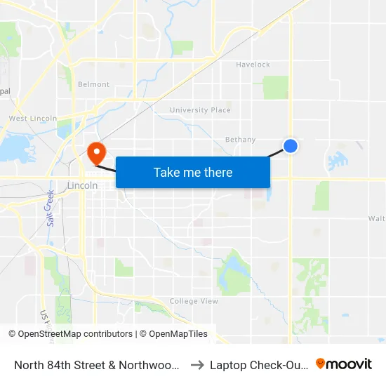 North 84th Street & Northwoods Drive, Se to Laptop Check-Out Union map